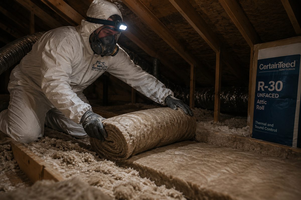 Attic insulation installation